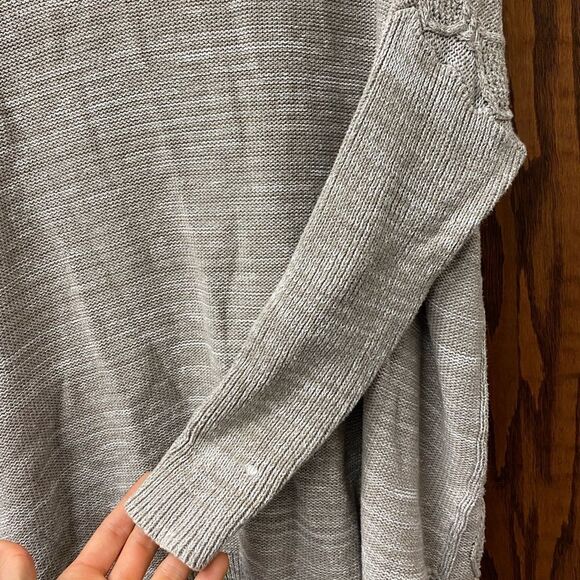 ABOUND academia professor oatmeal heather cable knit open front cardigan sweater - Picture 6 of 6